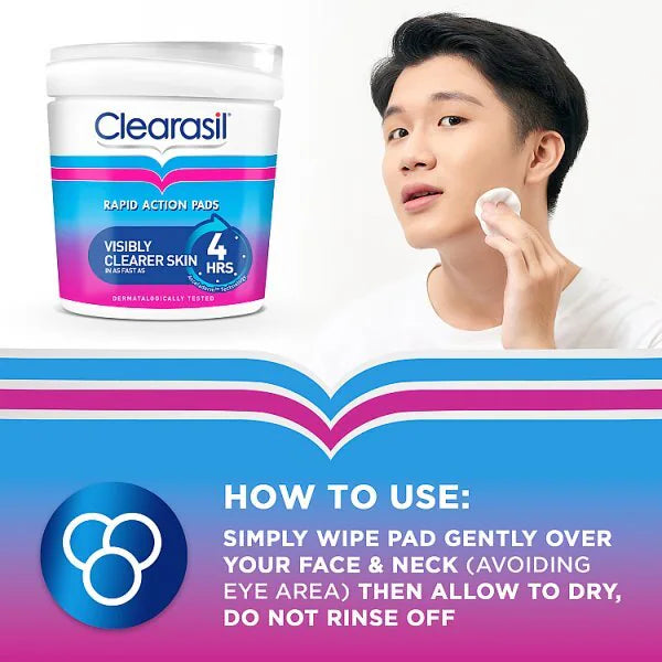 Clearasil ultra rapid action spot pads 65pc - British product