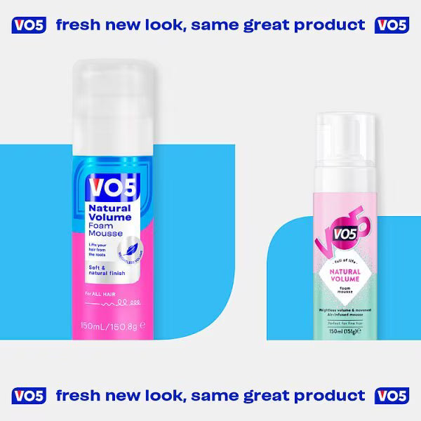 VO5 Natural Volume Hair Mousse 250ml (British brand)