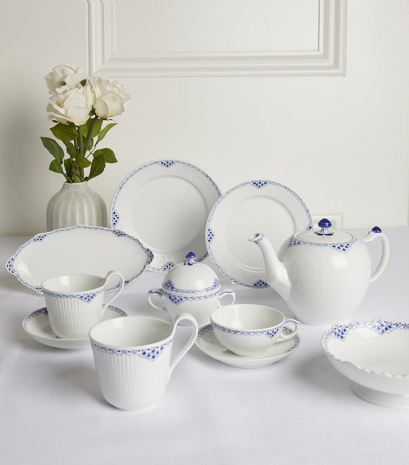 Royal Copenhagen porcelain teacup and saucer set with floral print, 200ml, imported from the UK