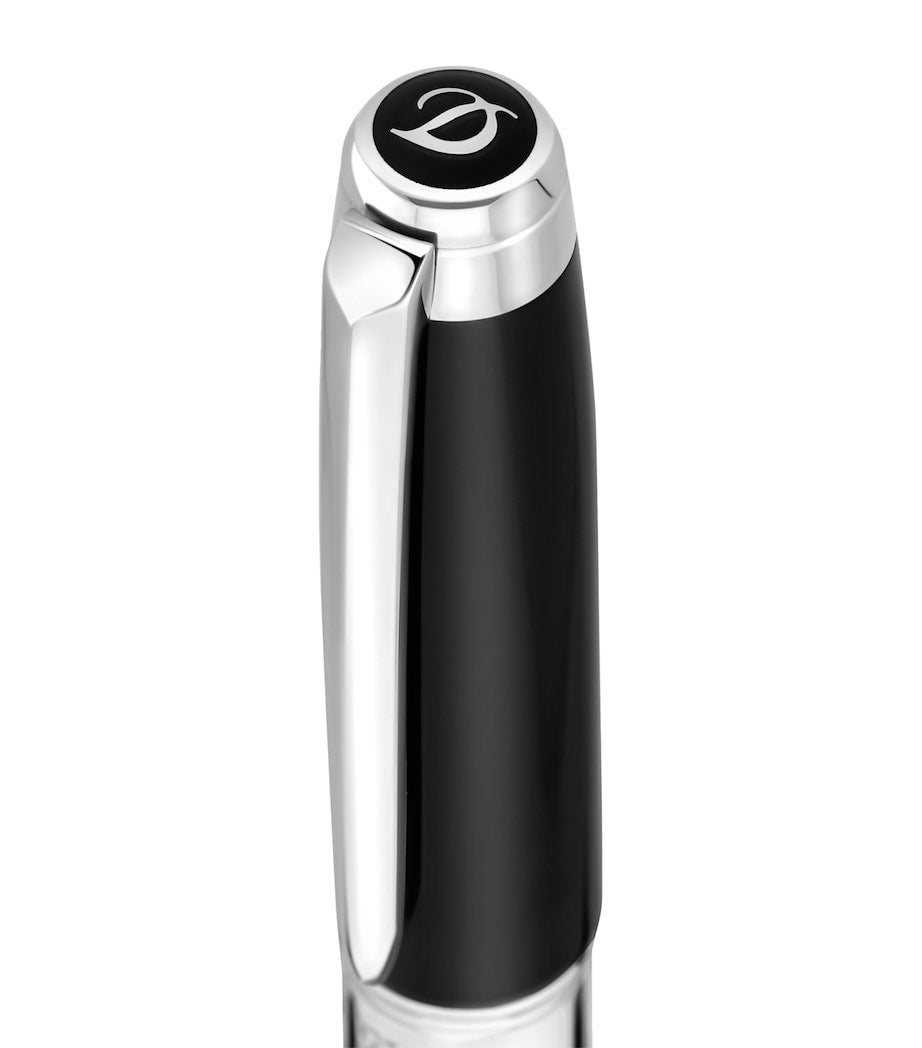 S.T. Dupont ballpoint pen with black lacquer and palladium finish, 15cm length (British brand)
