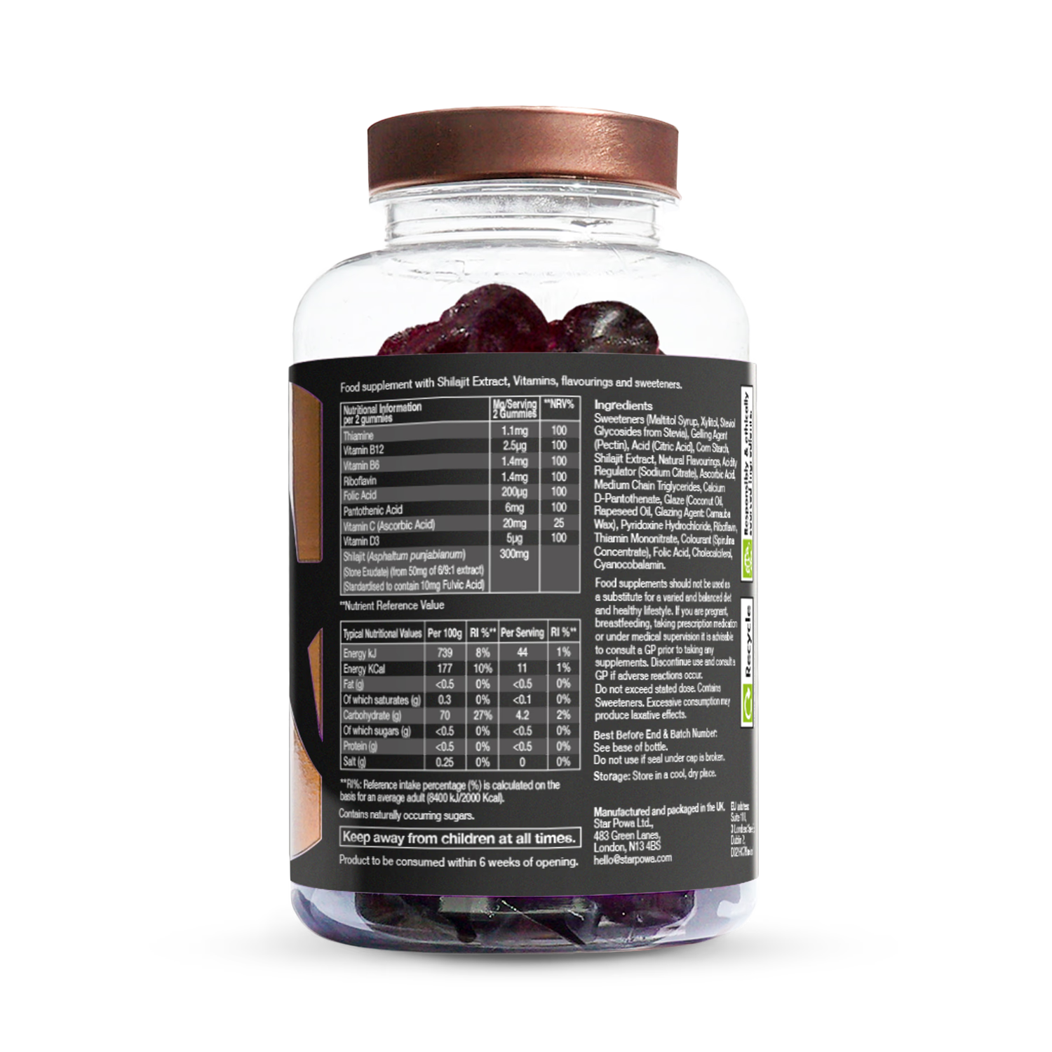Starpowa Energy+ Shilajit Mixed Berry gummies 60 (British brand)