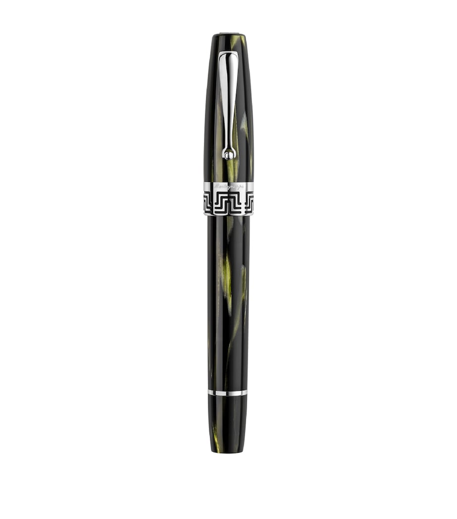 Montegrappa sterling silver-trim marbled celluloid rollerball pen 14cm, imported from the UK
