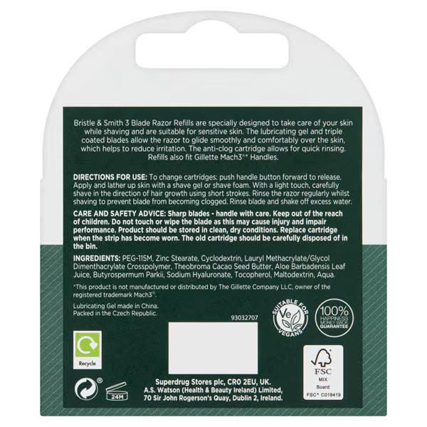 Bristle & Smith razor blade refills 4 pack - British product