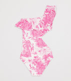Marie Raxevsky jungle print one-shoulder swimsuit 2-12 years, imported from the UK