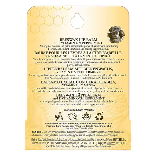 Burt's Bees lip balm beeswax 4.25g - British product