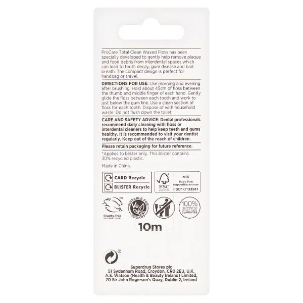 Superdrug ProCare Mini Dental Floss 10m (British brand)