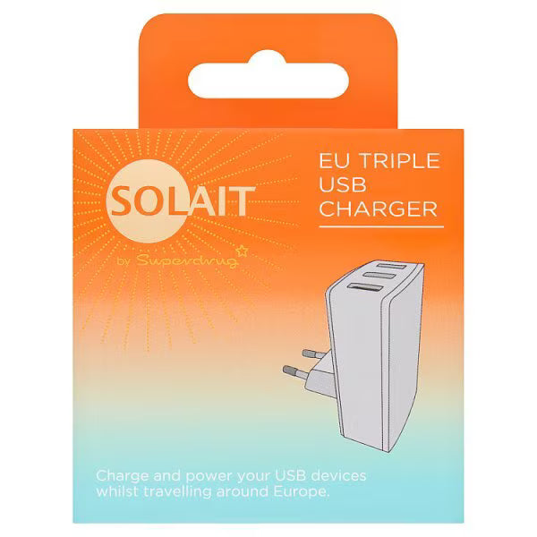Solait EU Triple USB Charger travel adapter (British brand)