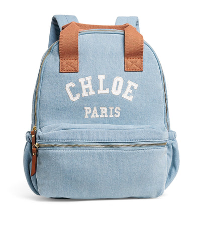 Chloé Kids Denim Logo Backpack
