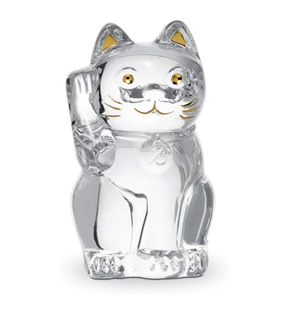 Baccarat Maneki Neko Cat Figurine Good Luck Figurine