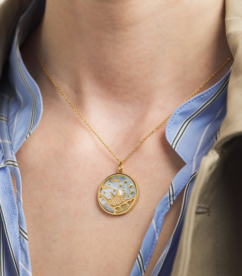 L'ATELIER NAWBAR Yellow Gold and Diamond Sunrise Pendant Necklace