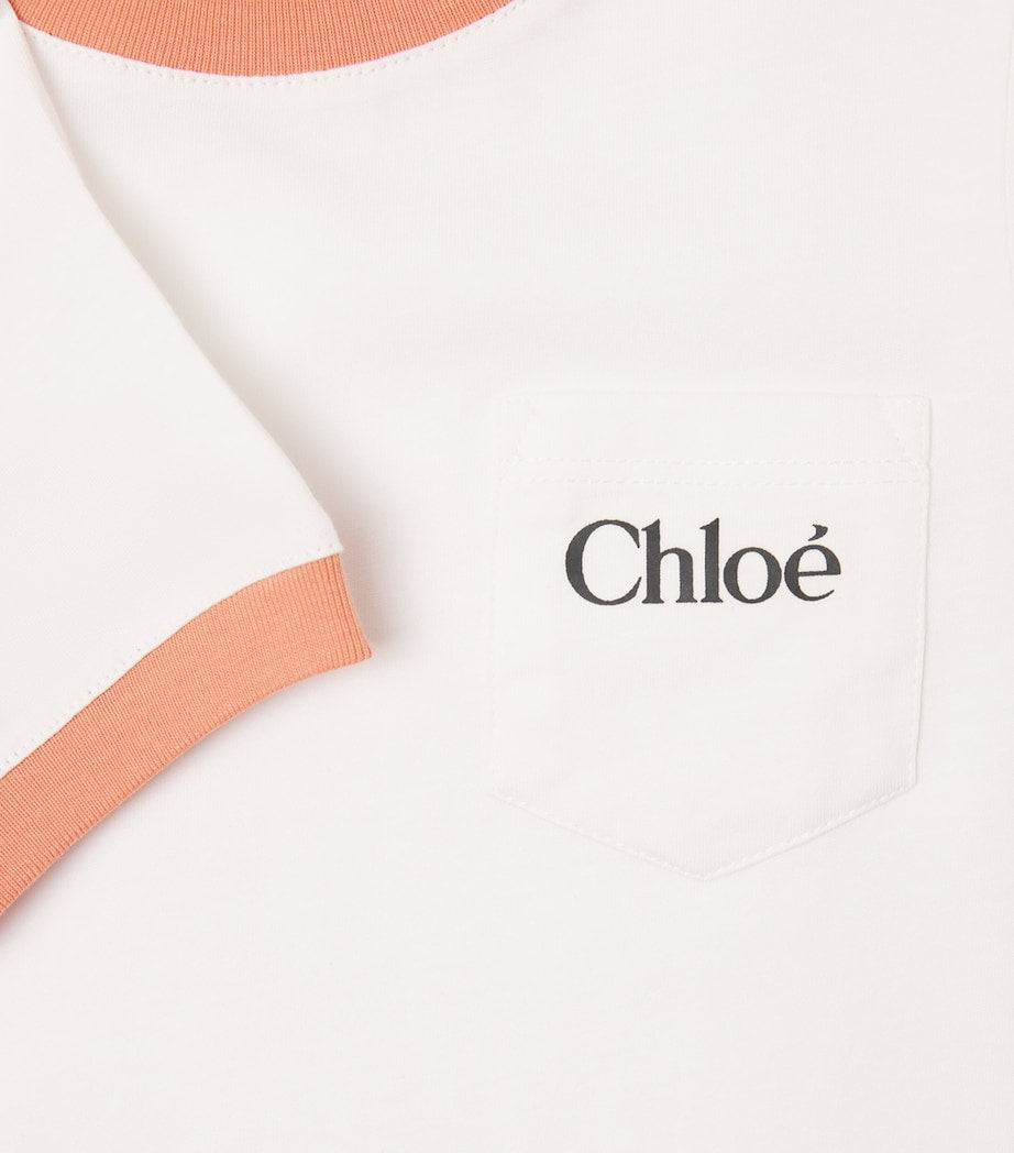 Chloé Kids Contrast-Trim Logo T-Shirt 4-14 Years - British product