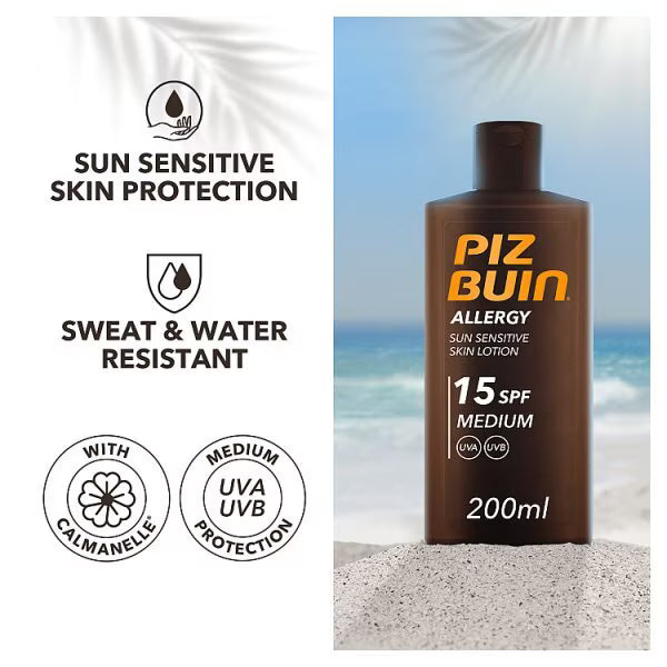 Piz Buin Sun Sensitive Lotion SPF15 200ml, imported from the UK