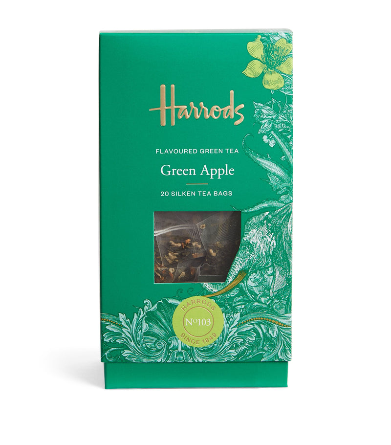 Harrods Green Apple Flavoured Green Tea 20 silken tea bags, UK version