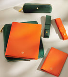 Harrods leather pen sleeve with gold-plated hardware and engraved logo, UK version