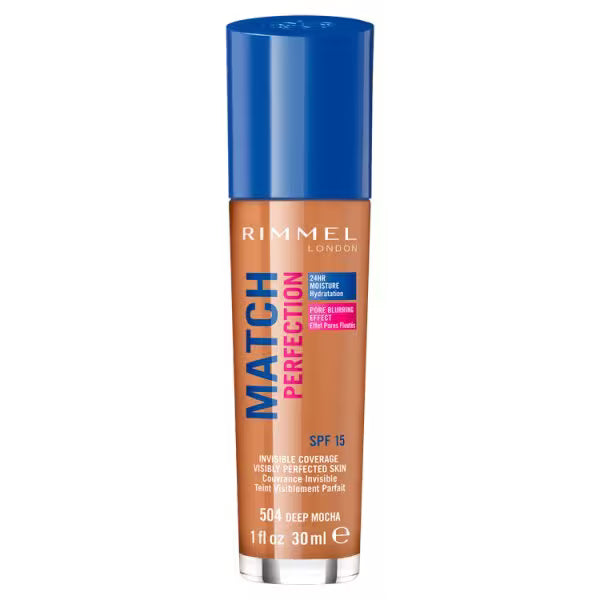 Rimmel Match Perfection Foundation Deep Mocha, imported from the UK