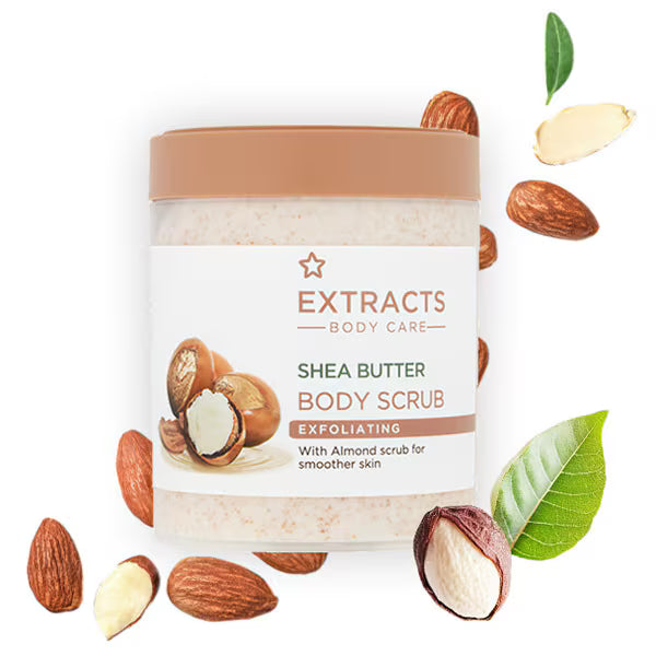 Superdrug Extracts body scrub with shea butter formula (British brand)
