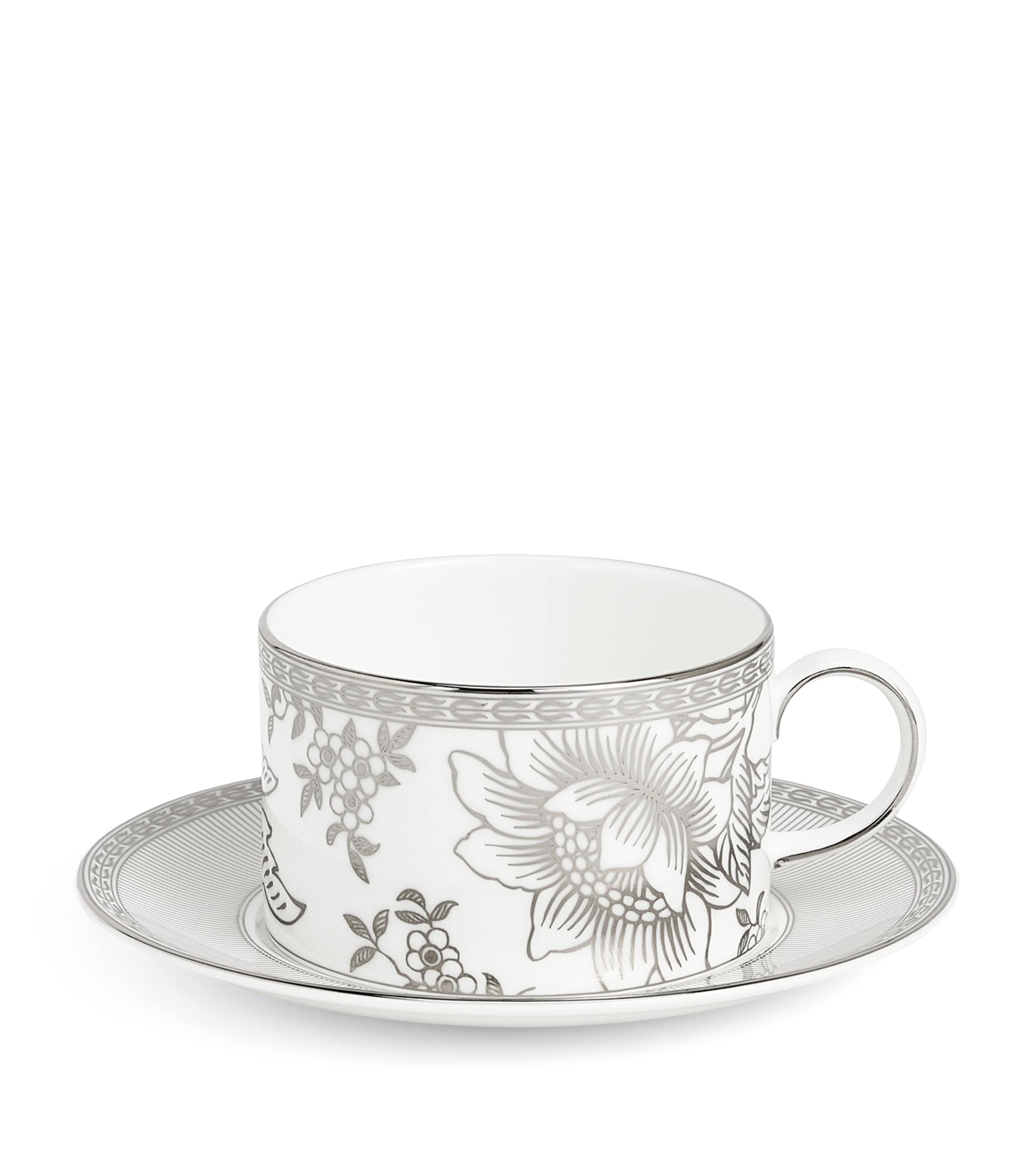 Wedgwood Silver Tonquin teacup and saucer (British brand)