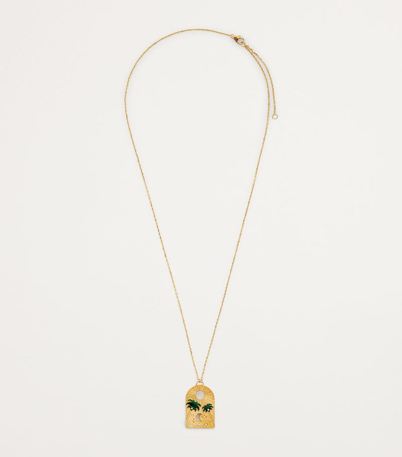 L'ATELIER NAWBAR Yellow Gold, Diamond and Malachite Biladi Palm Necklace
