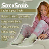 Sock Snob alpaca slipper socks cream pink pom pom size 4-8 (British brand)