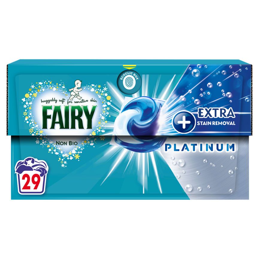 Fairy Non Bio Platinum PODS&amp;reg; + Extra Stain Removal Washing Liquid Capsules, 29 Washes