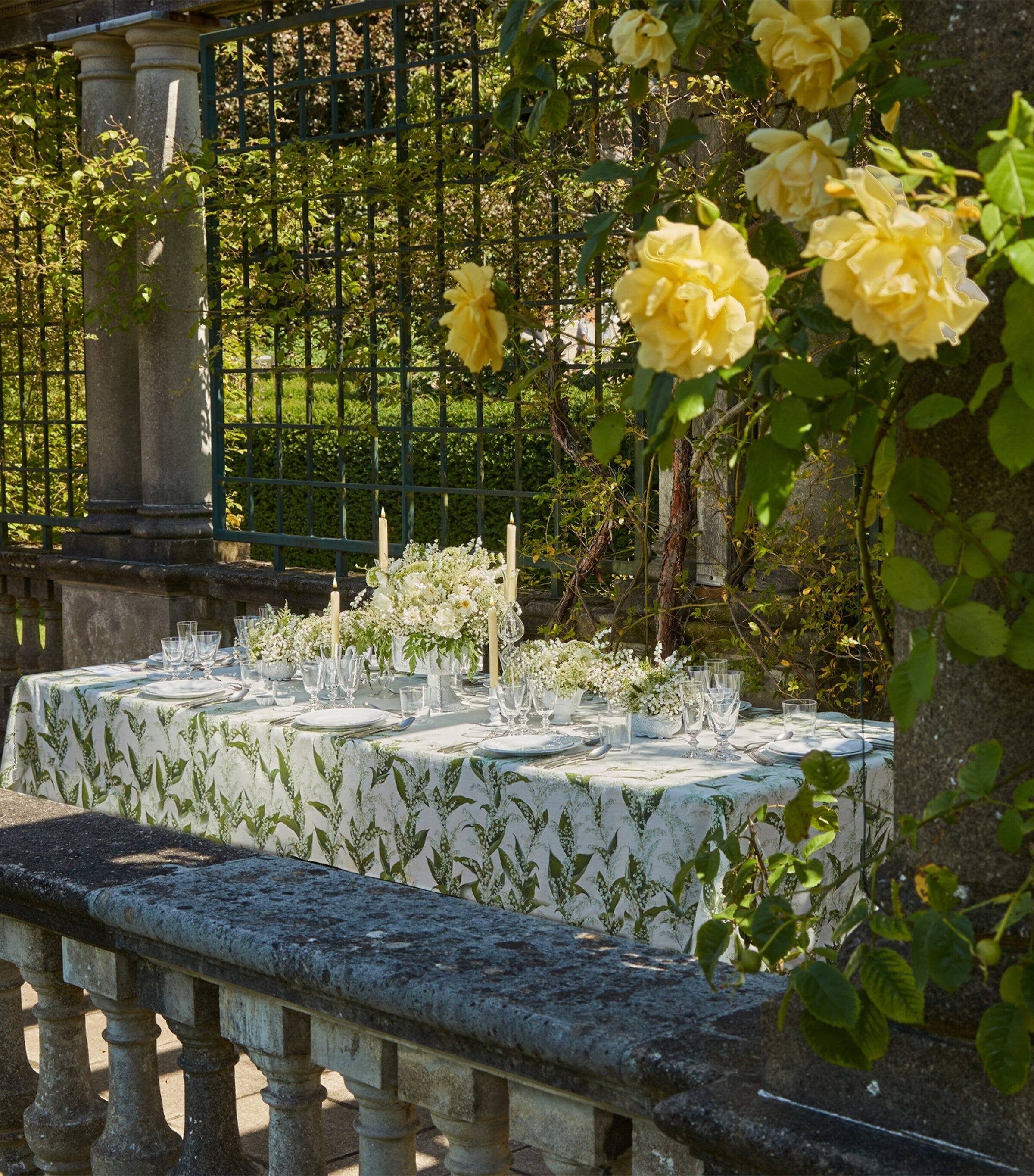 Summerill & Bishop linen Lily of the Valley tablecloth 165cm x 380cm (British brand)