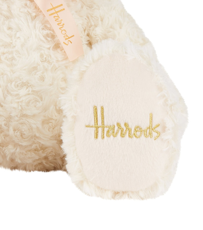 Plush Soft Toy Bear with Golden Thread Detailing and Satin Bow