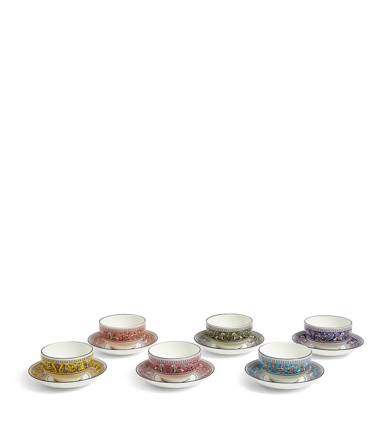 Wedgwood Set of 6 Florentine Tea Bowls and Saucers