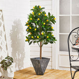 Livingandhome Artificial Potted Lemon Tree 120cm, UK version