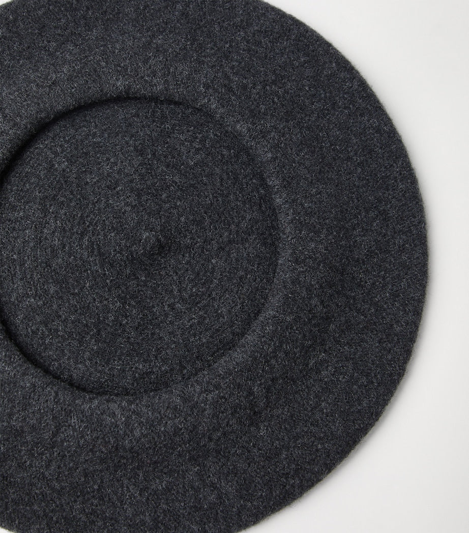 Brunello Cucinelli wool beret with beading and silver-tone hardware - British product