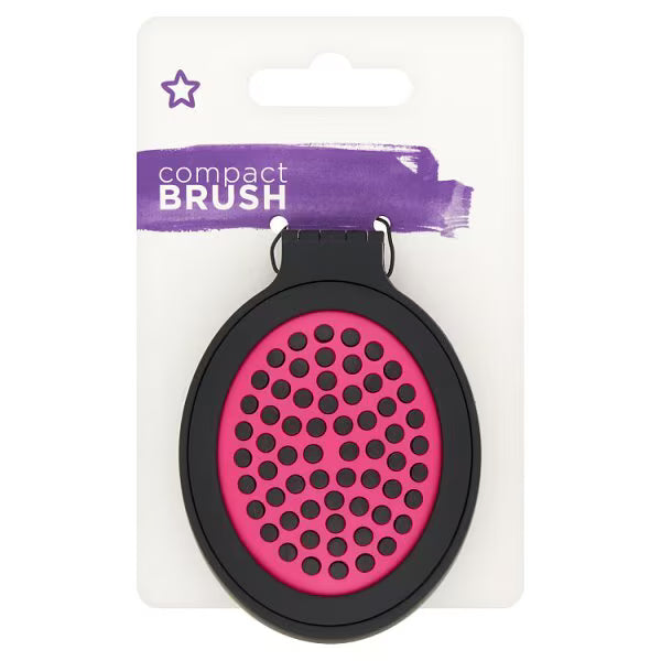 Superdrug compact hair brush with mirror (British brand)