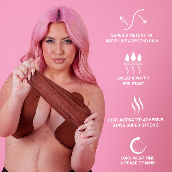 Perky Pear boob tape brown cups DD-E, imported from the UK