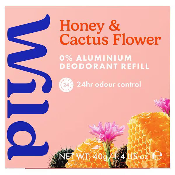 Natural Deodorant Refill Wild Honey Cactus Flower 40g, imported from the UK