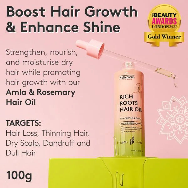 Delhicious Rich Roots Strengthen and Grow Hair Oil 50ml - British product