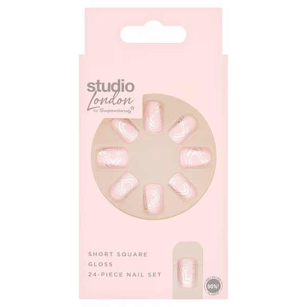 Studio London silver metallic false nails 24pcs, imported from the UK
