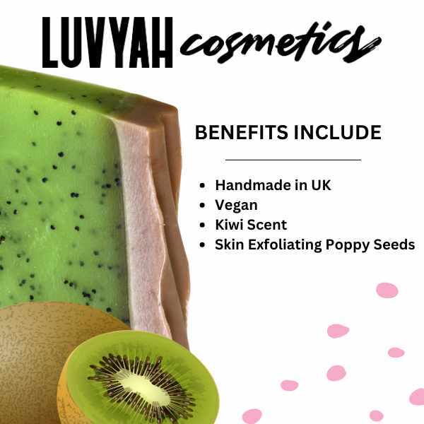 LUVYAH Kiwi Exfoliating Soap Bar Handmade Vegan, UK version