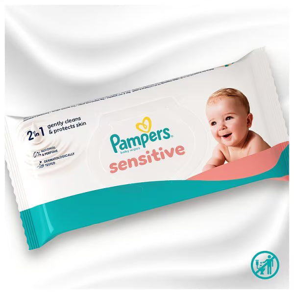 Pampers Sensitive Baby Wipes Plastic Free 624 Wipes, imported from the UK