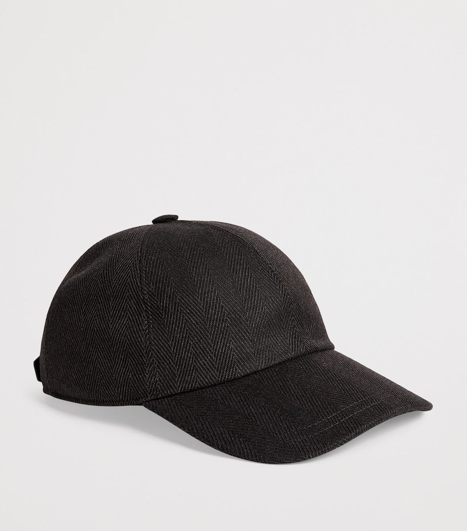 Brioni Alpaca Herringbone Baseball Cap