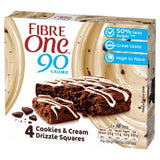 Fibre One 90 Calorie Cookies &amp;amp; Cream Drizzle Squares   4 x 24g