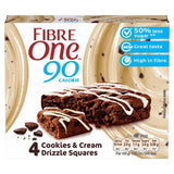 Fibre One 90 Calorie Cookies &amp;amp; Cream Drizzle Squares   4 x 24g