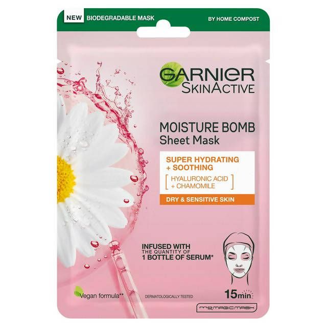 Garnier Moisture Bomb Camomile Hydrating Face Sheet Mask for Dry and Sensitive Skin 32g