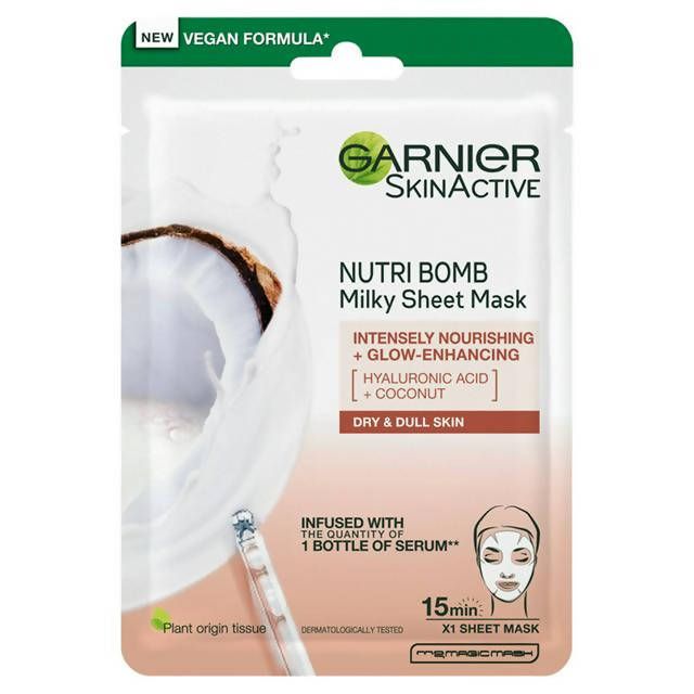 Garnier Nutri Bomb Milky Face Sheet Mask Coconut &amp;amp; Hyaluronic Acid for Hydrated Glowing Skin 28g