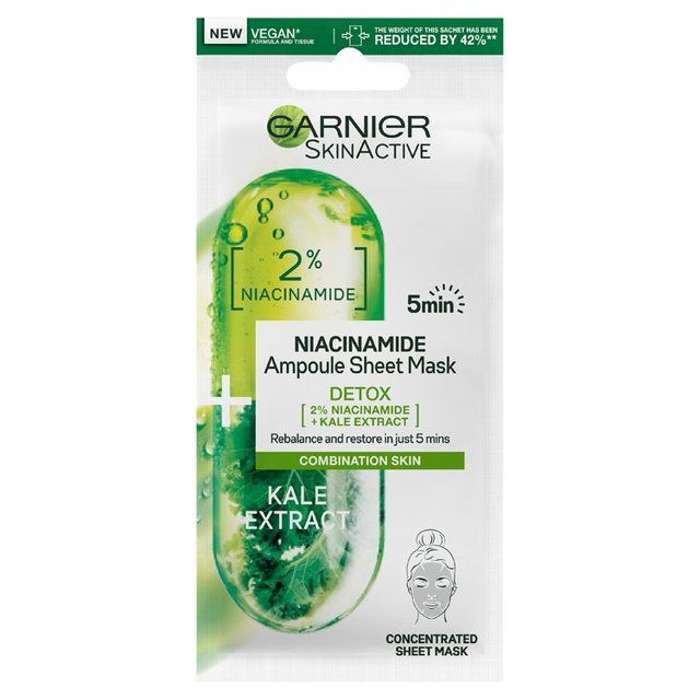 Garnier SkinActive Niacinamide Detox Ampoule Sheet Mask Kale   15g