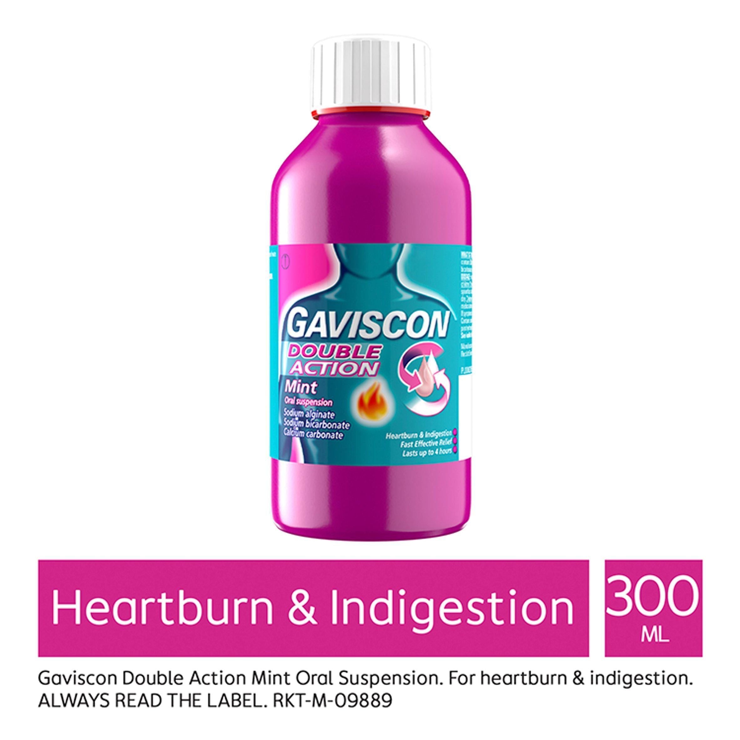 Gaviscon Double Action Heartburn &amp;amp; Indigestion Liquid Mint Flavour 300ml