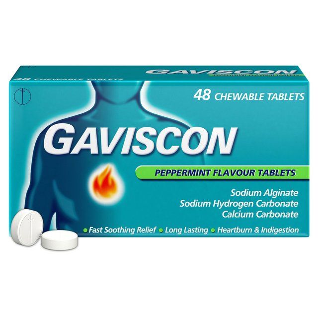 Gaviscon Tablets Heartburn &amp;amp; Indigestion Peppermint   48 per pack