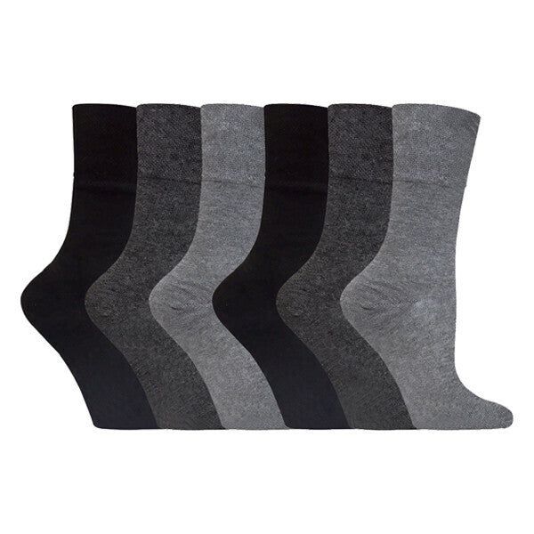 Gentle Grip 6 Pairs Ladies Diabetic Sock 4-8 UK Grey 36