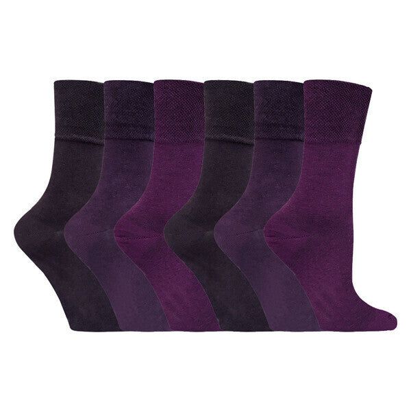 Gentle Grip 6 Pairs Ladies Diabetic Sock 4-8 UK Purple 38