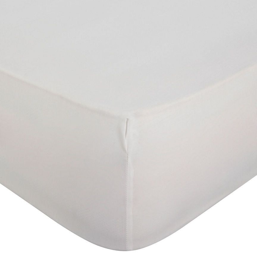 George Home White Brushed Cotton Fitted Sheet - King
