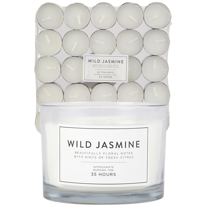 George Home Wild Jasmine Multiwick Candle &amp;amp; Tealights Bundle