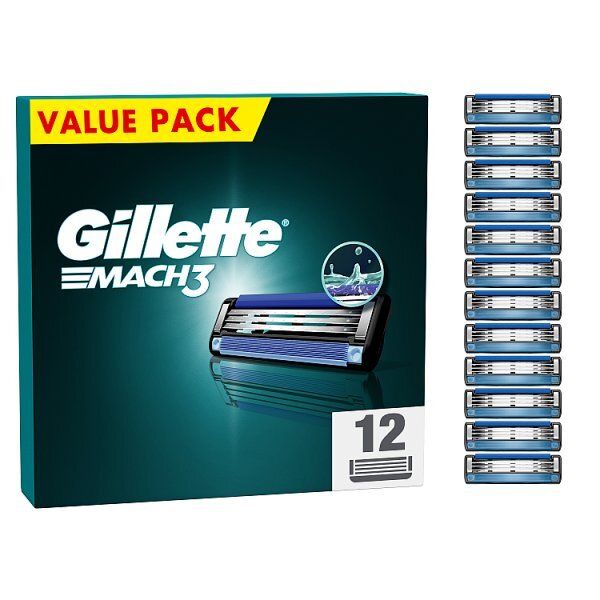 Gillette Mach3 Men's Razor Blade Refills, 12 Count