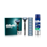 Gillette Mach3 Razor + 12 Blades &amp;amp; Shave Gel Bundle